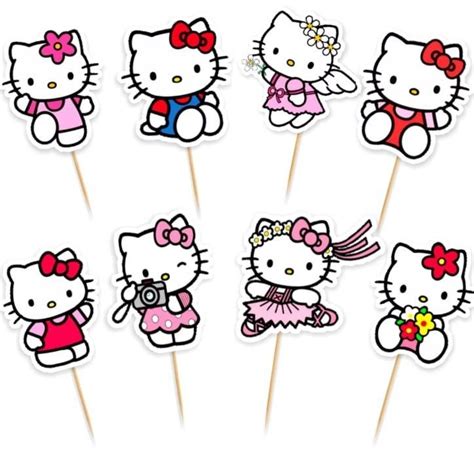 Hello Kitty Character Cupcake Cake Toppers 12pcs/pack, Hobbies & Toys ...