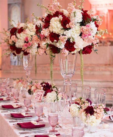 Pin by Shannon Blaine on Floral Inspiration | Burgundy wedding centerpieces, Wedding table ...