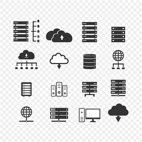 Internet Server Vector Hd Images, Server Internet And Network Icons Set On White Background ...