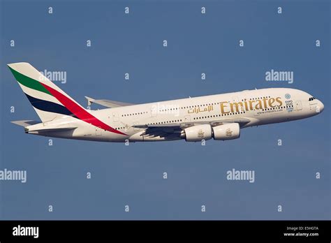 Emirates Airbus A380 departs London Heathrow for Dubai, UAE Stock Photo - Alamy