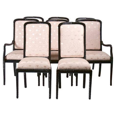 Klismos Pair of Mid-Century Modern Black Lacquered Dining Chairs at 1stDibs