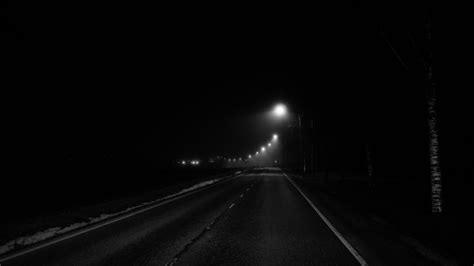 Road Lights Night Black And White Dark Background 4K HD Dark Background Wallpapers | HD ...