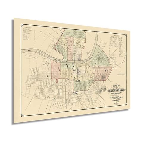 Buy HISTORIX Vintage 1877 Nashville Tennessee Map - 24x36 Inch Vintage ...