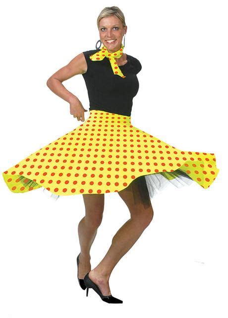 Ladies Rock N Roll Polka Dot Skirt and Scarf Set 50s 60s Fancy Dress 7 Colours