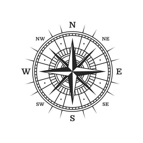 Old compass, vintage map wind rose vector sign 16143417 Vector Art at ...