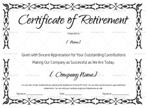 22+ Retirement Certificate Templates - in Word and PDF | Doc Foramts