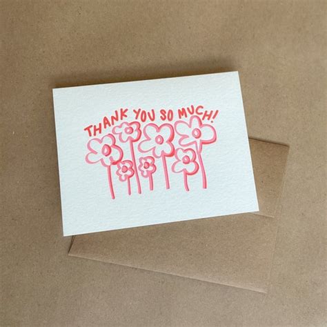 Big Thanks Letterpress Thank You Card Blank Inside - Etsy