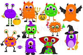 Halloween Monster Clipart Set by Doodle and Stitch Art | TpT