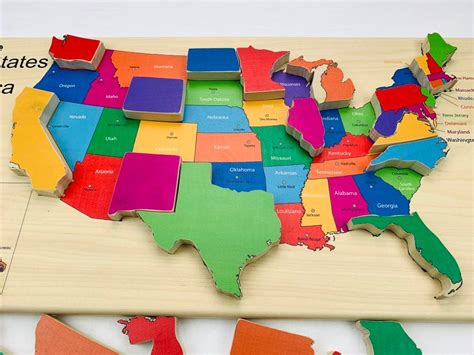 USA Map Puzzle Wooden Puzzle Map of the united states | Etsy