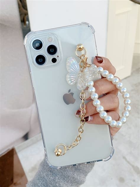 Clear Phone Case With Butterfly Decor Hand Strap | Iphone case fashion, Stylish phone case ...