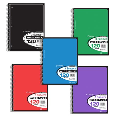 Wholesale 120 Sheet Wide Ruled 3 Subject Notebook (SKU 2315185) DollarDays