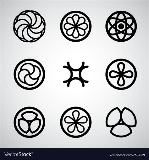 Round symbols set Royalty Free Vector Image - VectorStock