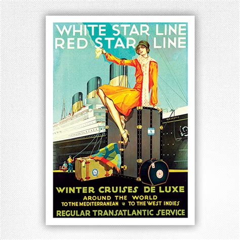 White Star Line Red Star Line poster, Winter Cruises de Luxe - 1930 ...