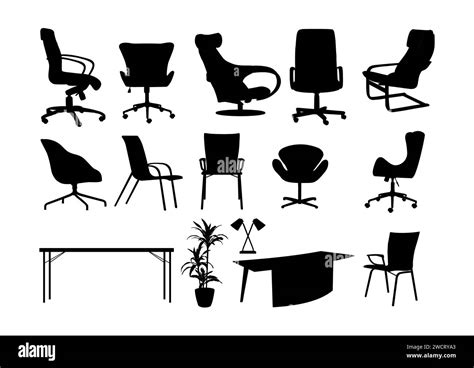 Set of office furniture black silhouettes, icons Stock Vector Image & Art - Alamy