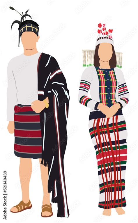 Mizo couple in traditional dress of Mizoram Stock Vector | Adobe Stock