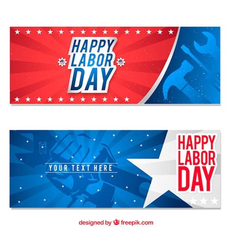 Free Vector | Labor day banners in flat style