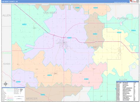 Van Wert County, OH Wall Map Color Cast Style by MarketMAPS - MapSales