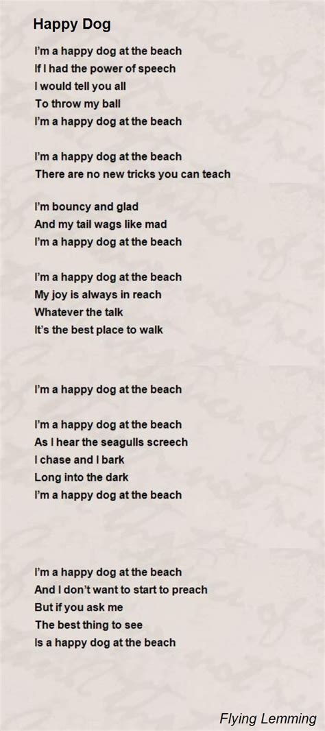 Happy Dog - Happy Dog Poem by Flying Lemming | Dog poems, Happy dogs ...