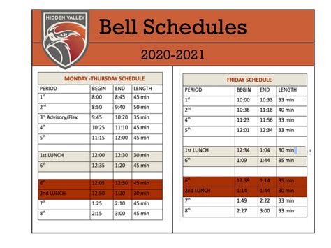 Bell Schedule – Hidden Valley Middle