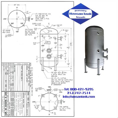 WN160B Stainless Steel Water Tank - Hanson ASME Pressure Vessels