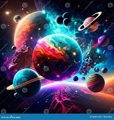 Planets in Outer Space. Colorful Space Background with Planets and ...