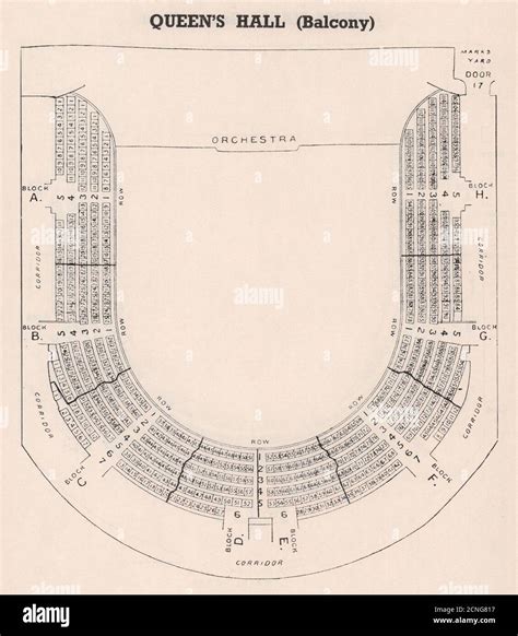 QUEEN'S HALL. Seating plan. Balcony. Concert Hall. Langham Place 1937 print Stock Photo - Alamy