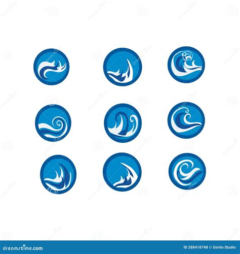 Set Pack of Ocean Water Wave Vector Stock Illustration - Illustration ...