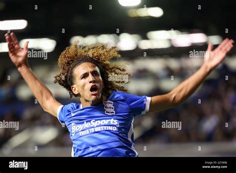 New signing Hannibal Mejbri #6 of Birmingham City interacts with the ...