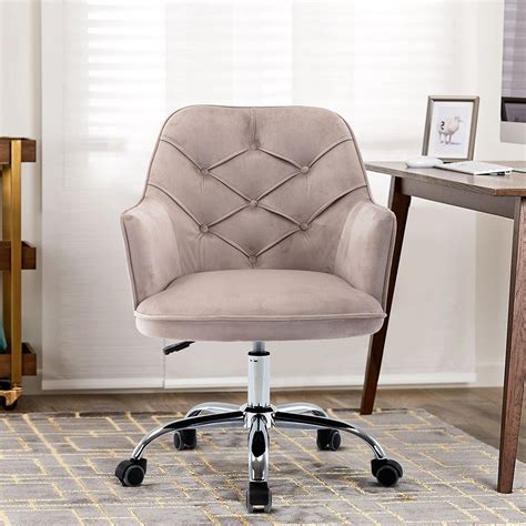 Grey Velvet Office Chair with Arms