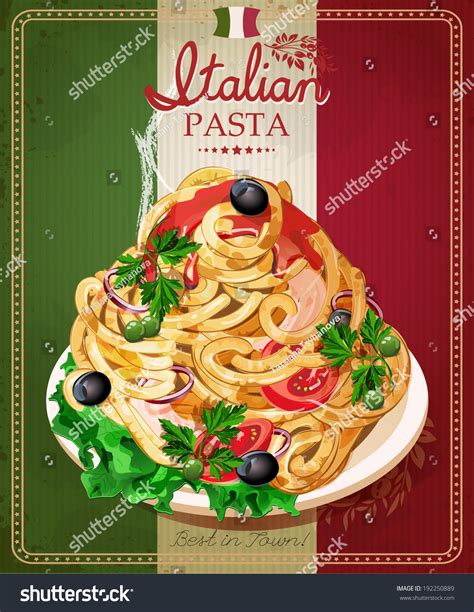 Italian Pasta. Spaghetti With Sauce. Restaurant Menu. Poster In Vintage Style. Stock Vector ...