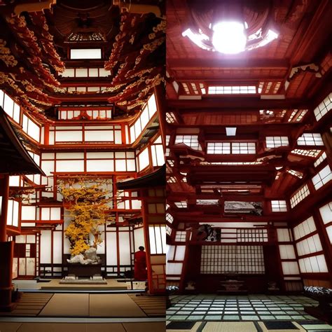 interior of a Japanese temple, wide angle, dramatic | Stable Diffusion