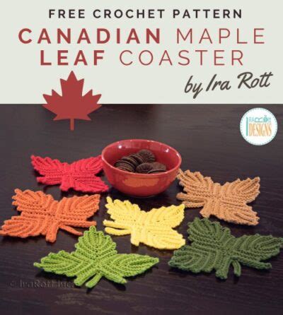 Free Crochet Pattern Canadian Maple Leaf Coaster