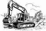 Excavator Coloring Digger Pages Drawing Mini Backhoe Colouring Hitachi  sketch template