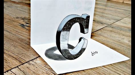 How To Draw 3D Letter C - Drawing 3D Letter - 3D Art - YouTube