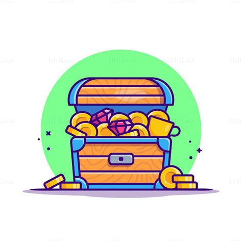 Cartoon vector treasure chest