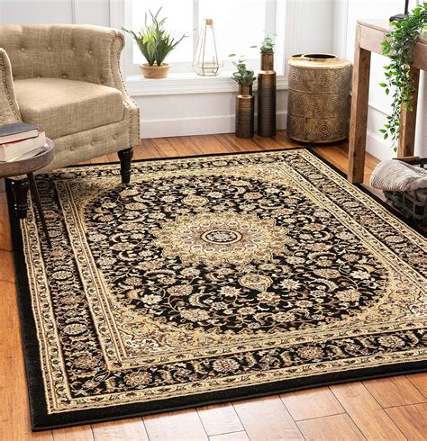 Amazon.com: Sultan Medallion Black Oriental Area Rug Persian Formal Traditional Area Rug 5' x 7 ...