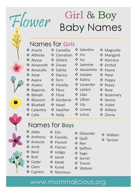 Flower Names for Boys & Girls | Baby names flowers, Baby names, Baby ...