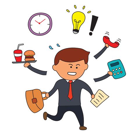 Vector Illustration kids drawing of Business man multitasking in a ...