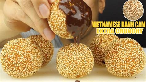 [ASMR] EXTRA CRUNCHY HOMEMADE VIETNAMESE SESAME BALLS-BáNH CAM+CHOCOLATE - YouTube