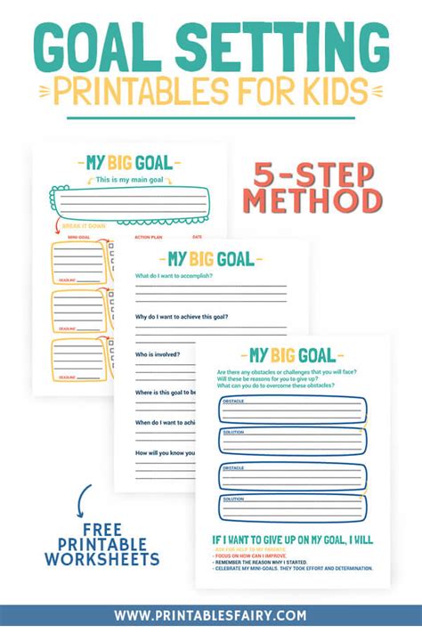 Goal Setting Printables for Kids - The Printables Fairy