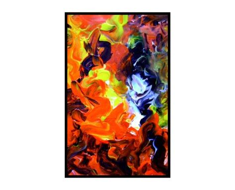 Orange Abstract Art Acrylic Painting Black Yellow by 7RayedDesigns | Painting, Abstract ...