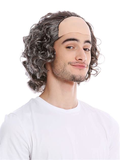 Buy WIG ME UP - 68-A-ZA4/ZA63 Wig Men Halloween bald head semi-bald balding dark gray long hair ...