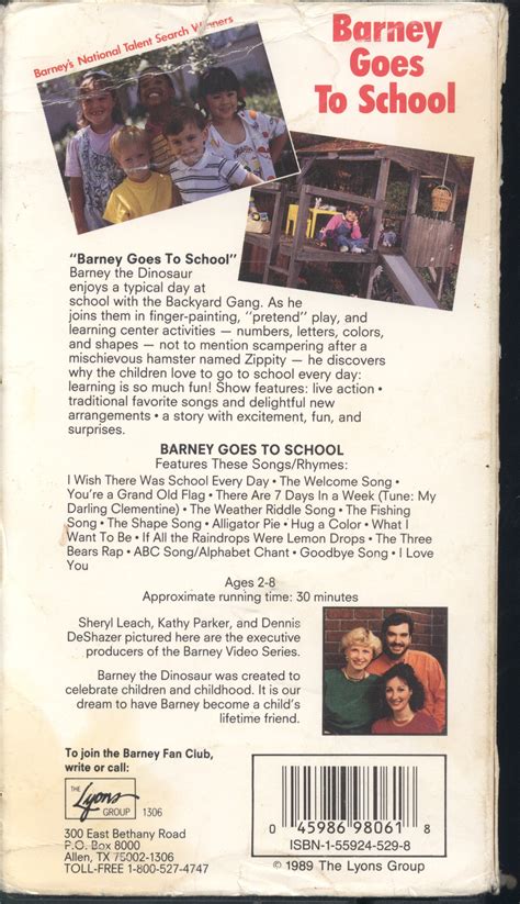 Barney Goes To School 1989 The Lyons Group Tape : Free Download, Borrow ...