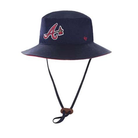 Atlanta Braves Hat, Detroit Game, 47 Brand, Panama, Bucket Hat, Athletic, Navy, Classic, Polyester