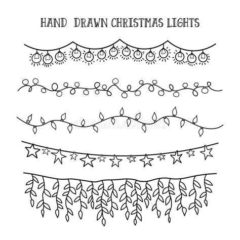 Vector Set Hand Draw Christmas Lights. Festive Garland for Decor Drawing Doodle Stock ...