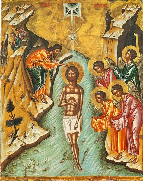 Greek orthodox hand-craft icon of the Baptism of Christ - Theophany (9) – orthodoxmonasteryicons.com