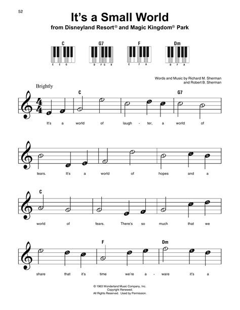 It's A Small World by Sherman Brothers Sheet Music for Super Easy Piano at Sheet Music Direct