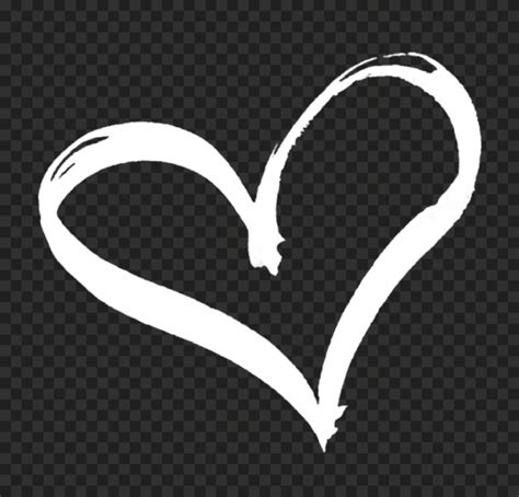 White Outline Hand Drawn Heart PNG | Citypng