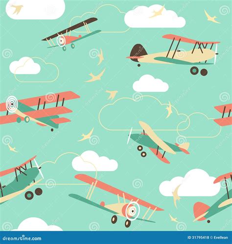 Seamless Background Of Vintage Airplanes Royalty Free Stock Photos - Image: 31795418