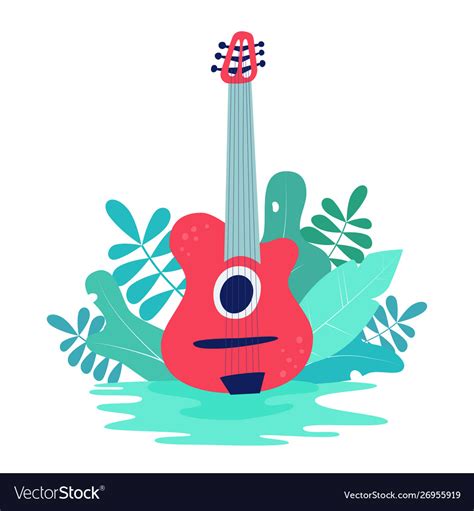 With acoustic guitar and nature Royalty Free Vector Image